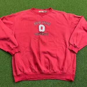 Vintage 90s Ohio State University Crewneck Sweatshirt Distressed Thrashed Sz L